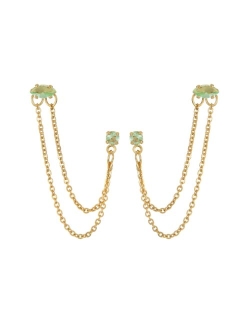 18K Gold Plated Brass Double Pierced Earrings