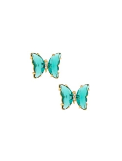 18k Gold-Plated Color Crystal Butterfly Stud Earrings