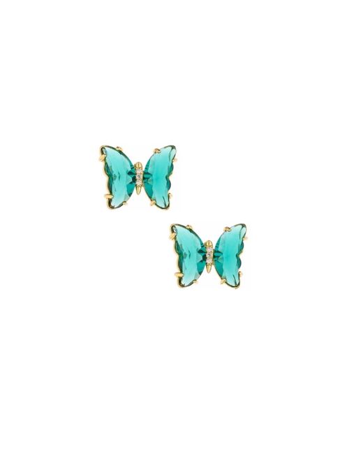 ETTIKA 18k Gold-Plated Color Crystal Butterfly Stud Earrings