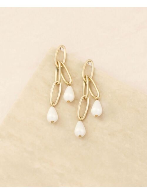 ETTIKA Oval Link Pearl Dangle Earrings