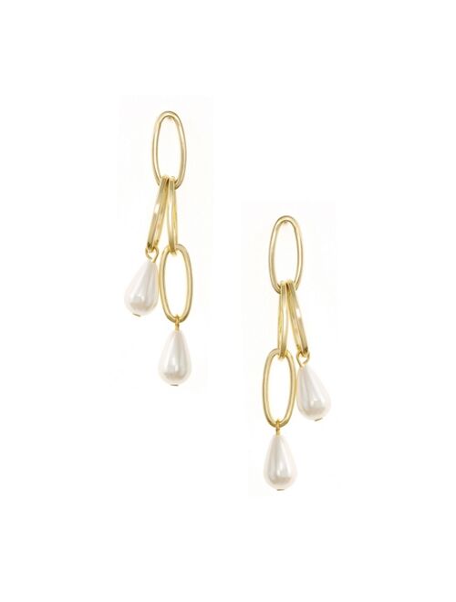 ETTIKA Oval Link Pearl Dangle Earrings