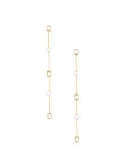 Freshwater Pearl and Glass Linear Drop Earrings