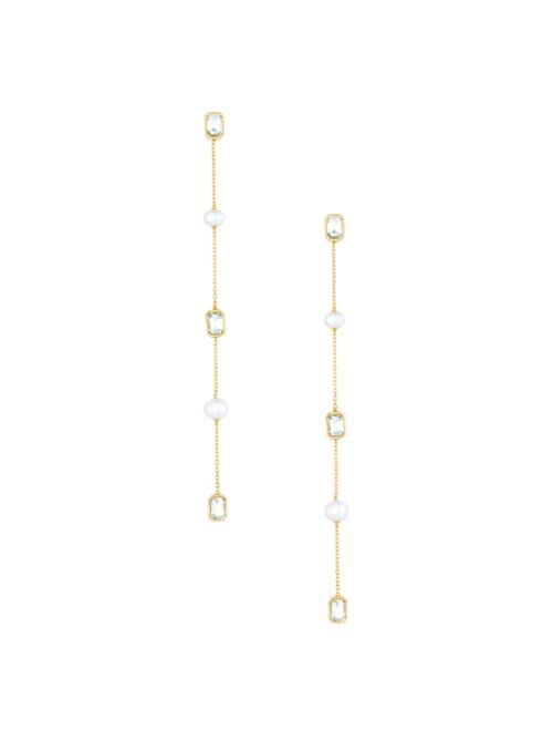 Ettika Freshwater Pearl and Glass Linear Drop Earrings