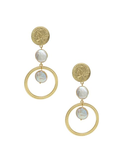 ETTIKA Your Majesty Coin Pearl Drop Earrings