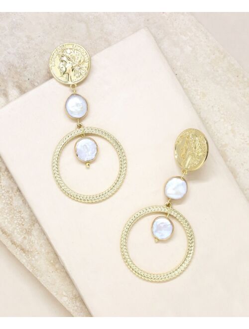 ETTIKA Your Majesty Coin Pearl Drop Earrings