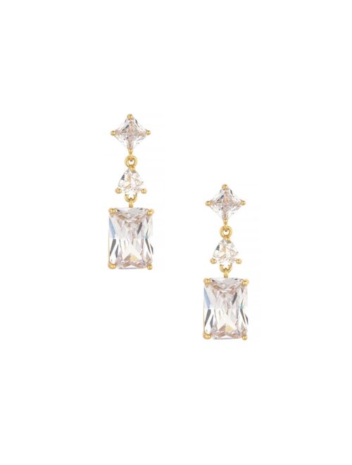 ETTIKA Reflective Cubic Zirconia 18K Gold Plated Dangle Earrings