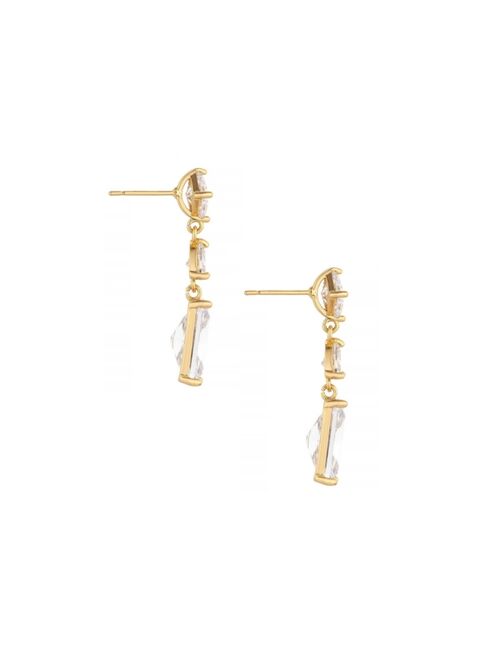 ETTIKA Reflective Cubic Zirconia 18K Gold Plated Dangle Earrings