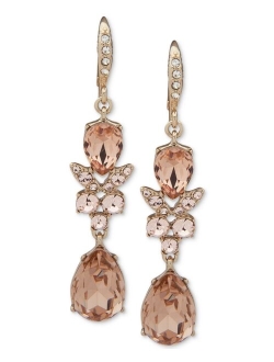 Silver-Tone Crystal Double Drop Earrings