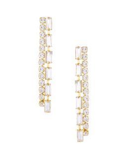 18K Gold Plated Baquette Linear Earrings