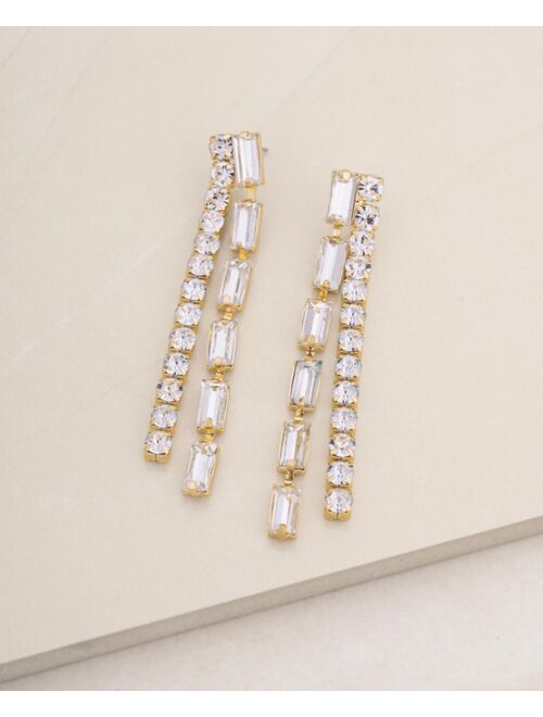 ETTIKA 18K Gold Plated Baquette Linear Earrings