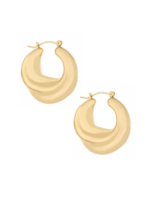 ETTIKA 18K Gold Plated Crescent Swirl Hoops Earrings