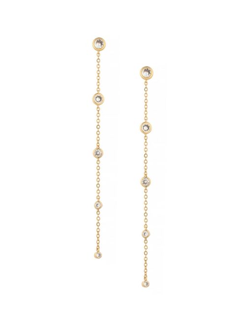 ETTIKA Crystal Dot Linear Earrings in 18K Gold Plating