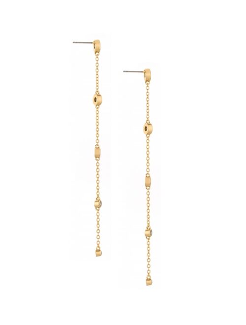 ETTIKA Crystal Dot Linear Earrings in 18K Gold Plating