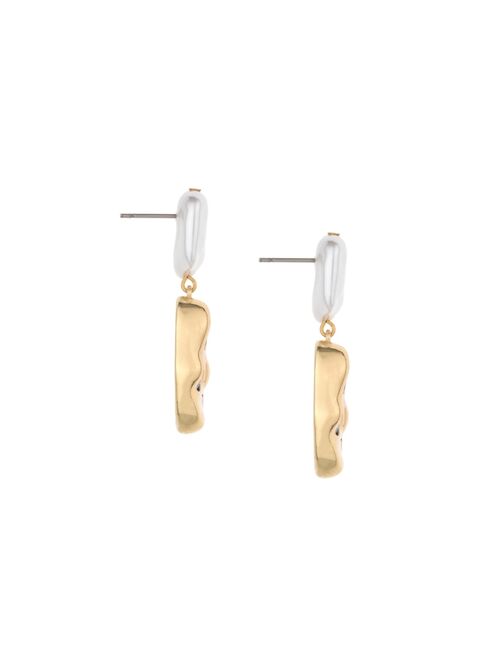 Ettika Rainbow Glass Nugget and Imitation Pearl 18K Gold Plated Earrings