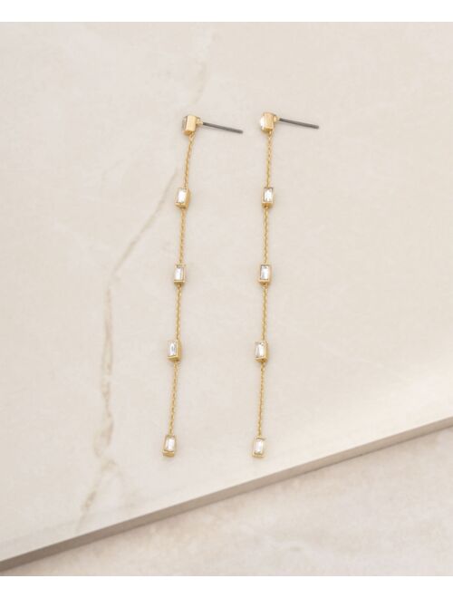 ETTIKA Linear Baguette Earrings in 18K Gold Plating