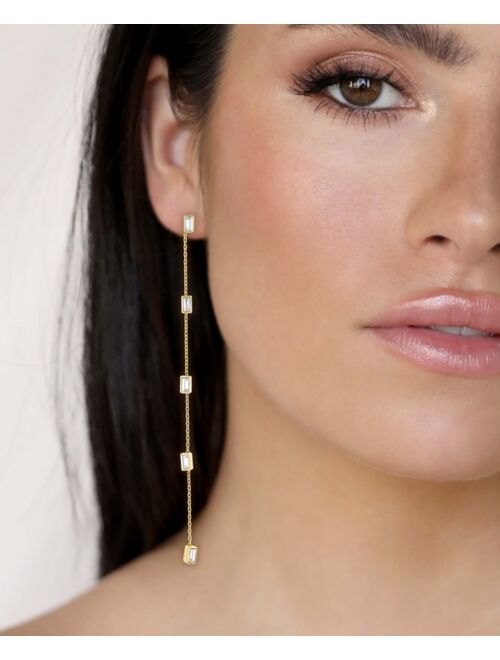 ETTIKA Linear Baguette Earrings in 18K Gold Plating