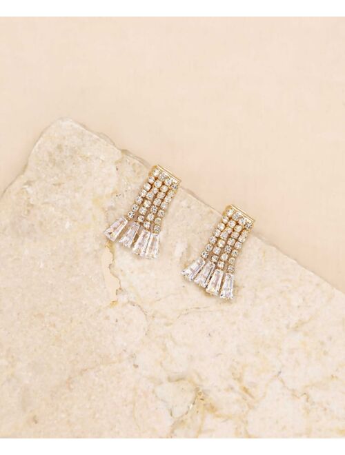 ETTIKA Crystal Fringe Dangle Stud Earrings