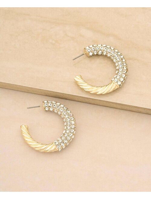 ETTIKA Glass Embellished Hoop Earrings