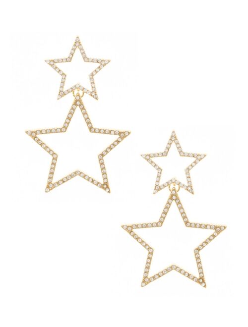 ETTIKA Double Star Crystal Gold Plated Statement Earrings