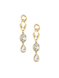 Crystal Dangle Earrings in Twisted 18K Gold Plating