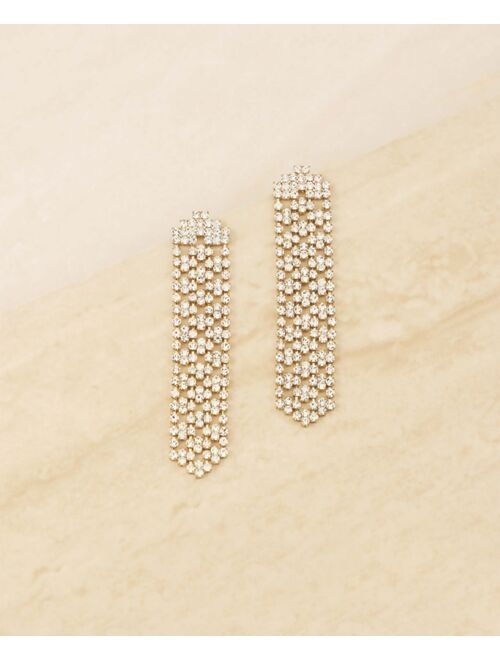 ETTIKA Linear Crystal Statement Chain Earrings