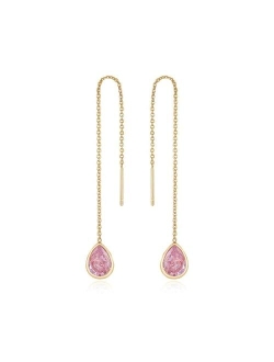 Barely There Chain Pink Cubic Zirconia 18K Gold Plated Dangle Earrings