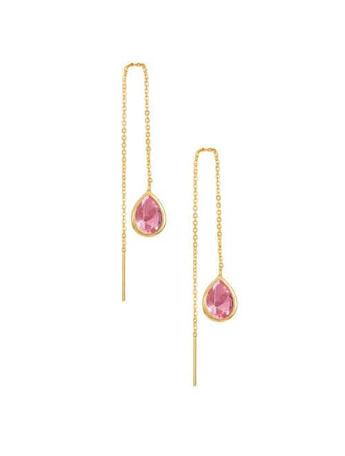 Ettika Barely There Chain Pink Cubic Zirconia 18K Gold Plated Dangle Earrings