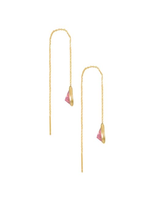 Ettika Barely There Chain Pink Cubic Zirconia 18K Gold Plated Dangle Earrings