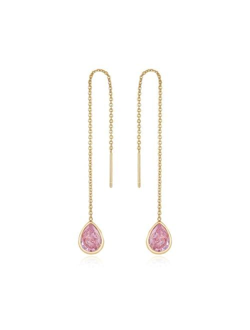 Ettika Barely There Chain Pink Cubic Zirconia 18K Gold Plated Dangle Earrings