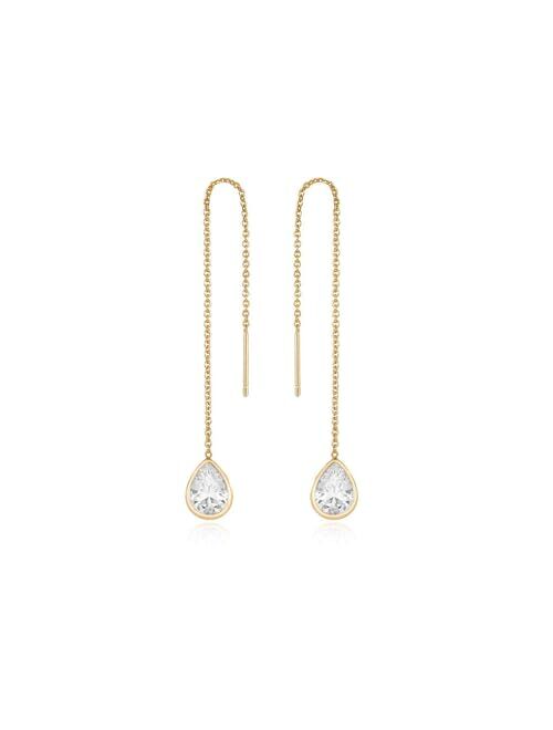 Ettika Barely There Chain Pink Cubic Zirconia 18K Gold Plated Dangle Earrings