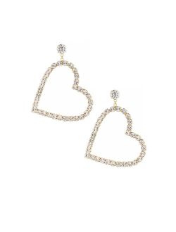 18k Gold-Plated Crystal Heart Statement Earrings