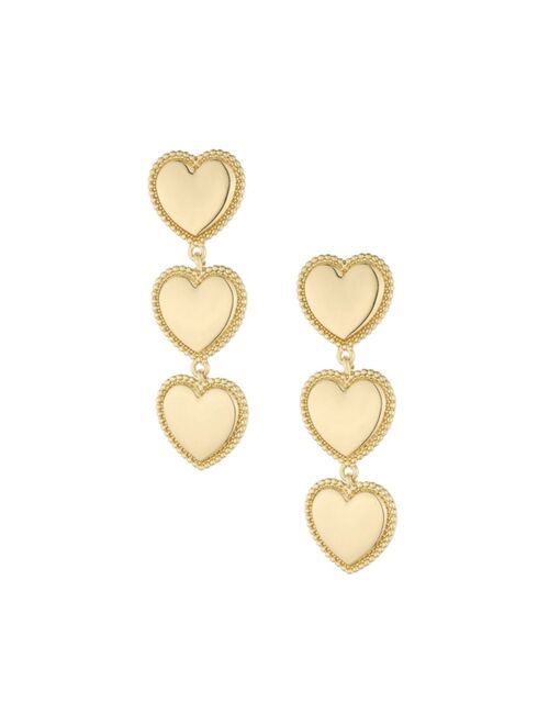 ETTIKA 18k Gold-Plated Heart Triple Drop Earrings