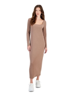 Women's Ribbed Scoop-Neck Knit Maxi Dress