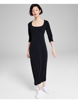 Women's Ribbed Scoop-Neck Knit Maxi Dress