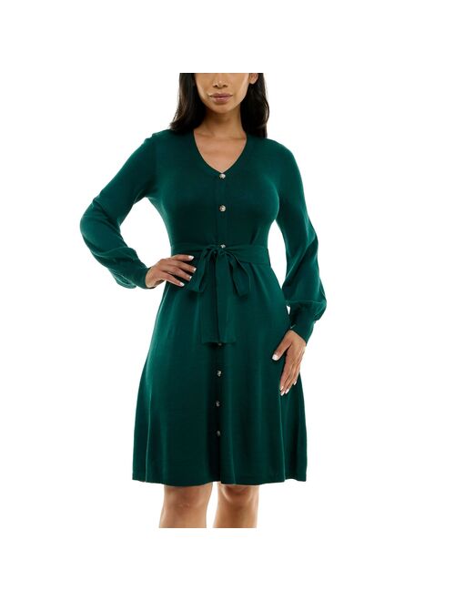 Women's Nina Leonard Balloon Sleeve Midi Sweater Dress