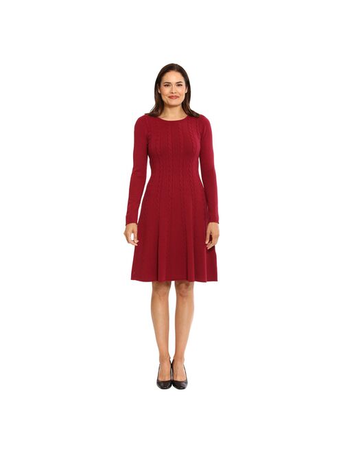 Women's London Times Jewel Neck Fit & Flare Dress