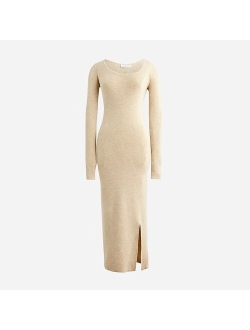 Side-slit metallic sweater-dress