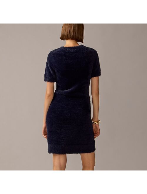 Short-sleeve sweater-dress in brushed yarn