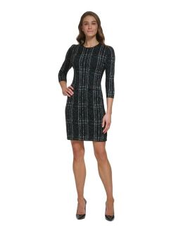 Women's Textured Long-Sleeve Sheath Dress