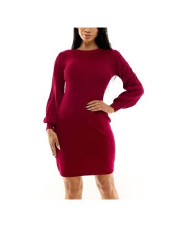 Women's Nina Leonard Bubble-Pleat Sweater Dress