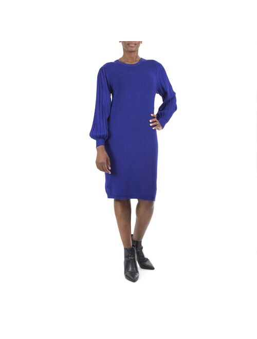 Women's Nina Leonard Bubble-Pleat Sweater Dress