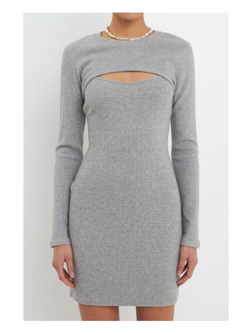 Grey Lab Women's Knit Top with Knit Mini Dress