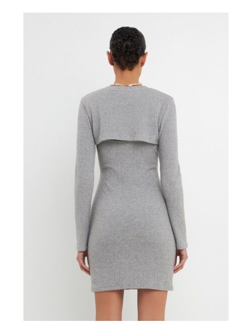 Grey Lab Women's Knit Top with Knit Mini Dress