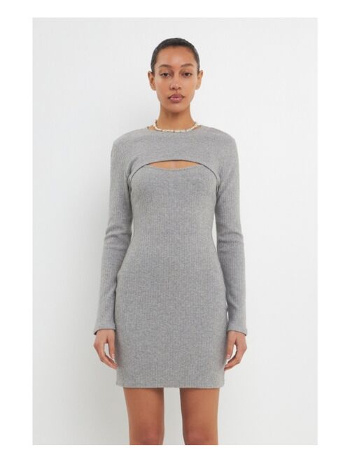 Grey Lab Women's Knit Top with Knit Mini Dress