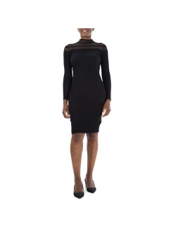 Women's Nina Leonard Mockneck Long Sleeve Midi Sweater Dress