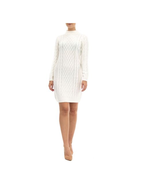 Women's Nina Leonard Cable Knit Sweater Dress