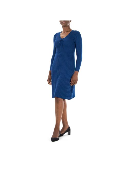 Women's Nina Leonard Ribbed A-Line Sweaterdress