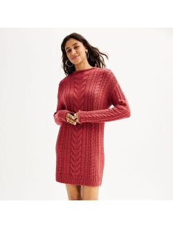 Juniors' SO Cable Knit Roll Neck Sweater Dress