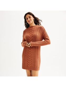 Juniors' SO Cable Knit Roll Neck Sweater Dress