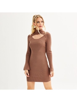 Women's INTEMPO Mockneck Cut-Out Mini Dress